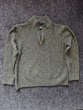 Barbour Sweater Men’s Wool Silk Blend 1/4 Zip Mock Neck Knit Pullover Sz Large